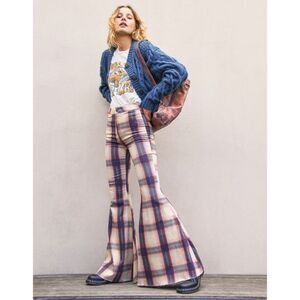 Free People Just Float On Flare Plaid Jeans